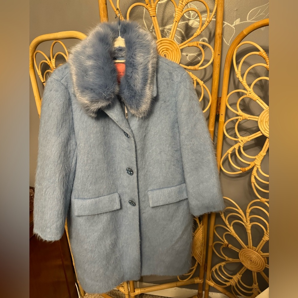 Icy Blue Faux Fur Kate Spade Coat